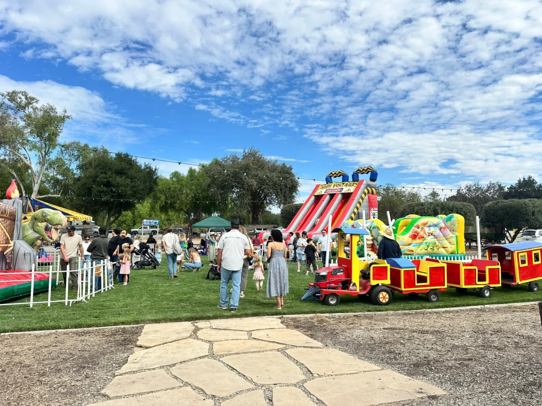 Luna's Jumps inflatables and train ride at a community event in Santa Barbara County